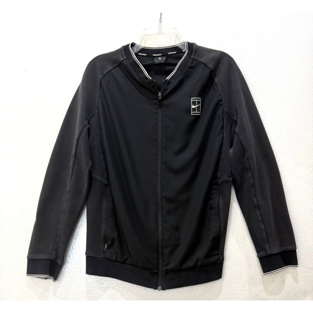 Men's Nike Court Dri‎ Fit Baseline Tennis Jacket Zip Up Black Size Medium